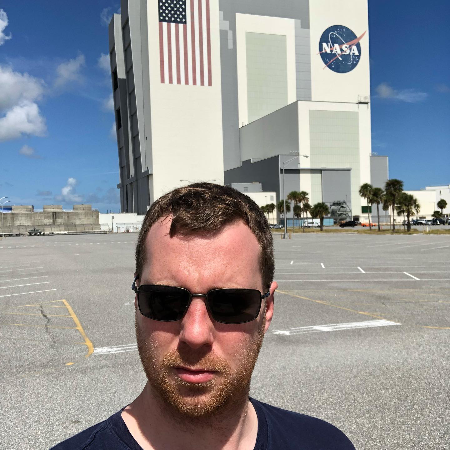 Charlie Gough Stood outside of the Kennedy space center